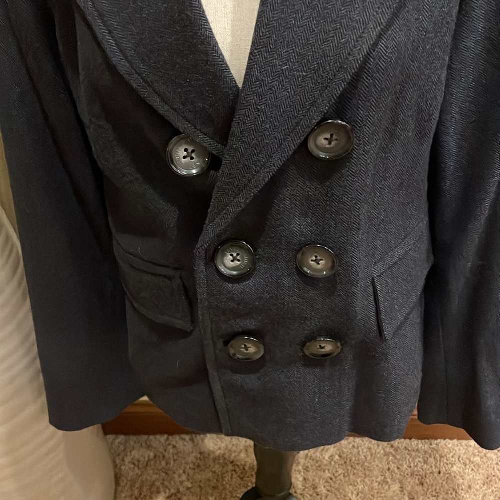 Level 99 Blue Gray Herringbone Pattern Wool Blaze… - image 2